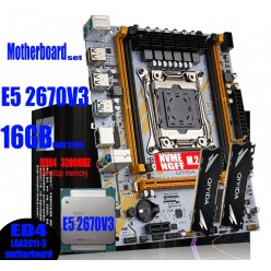 Игровой комплект - материнская плата QIYIDA E5D4 LGA 2011-3 , Intel Xeon E5-2670 v3 (12 ядер/24 потока),16 Гб DDR4 недорого комплект