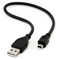 Кабель DeTech USB 2.0 AM-mini (5 pin) black 0,1M