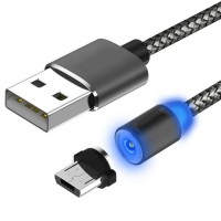 Магнитный usb-кабель USLION для быстрой зарядки, кабель USB Micro usb с подсветкой