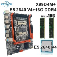 Игровой комплект материнская плата KEYIYOU X99D4M LGA 2011-3, процессор E5-2640V4(10ядер/20потоков), DDR4 16GB 2666MhZ (8GB*2)