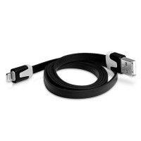 USB Кабель для iPhone 5/6 Black 1.0м плоский